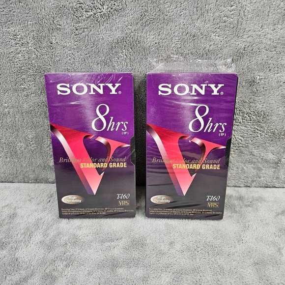Sony Blank VHS Tapes (lot of 2) 8 hours EP Standard Grade T-160 High durability - Picture 1 of 12